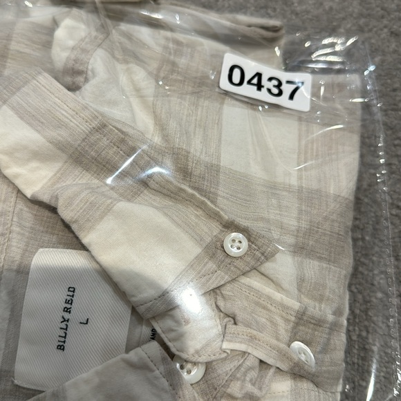 Billy Reid button front top size large standard fit checkered print - Picture 7 of 7